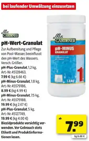 Hagebau Mr. Gardener pH-Wert-Granulat Angebot