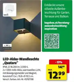 Hagebau LED-Akku-Wandleuchte Quatara Angebot