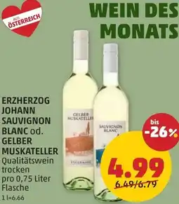PENNY Erzherzog johann sauvignon blanc od. gelber muskateller Angebot