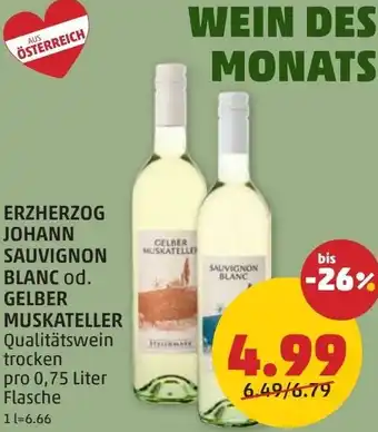 PENNY Erzherzog johann sauvignon blanc od. gelber muskateller Angebot