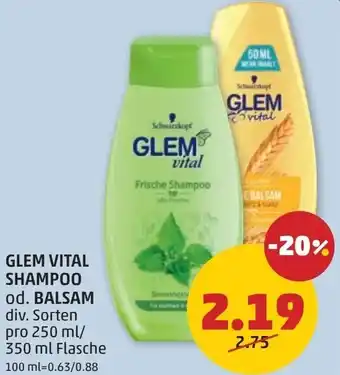 PENNY Glem vital shampoo od. balsam Angebot