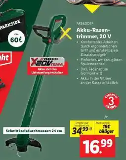 Lidl PARKSIDE Akku-Rasentrimmer, 20 V Angebot