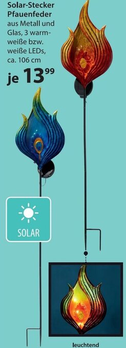 NKD Solar Stecker Pfauenfeder 106 cm Angebot