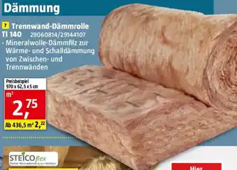 Bauhaus Trennwand-Dämmrolle TI 140 Angebot
