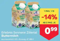 MPreis Erlebnis Sennerei Zillertal Buttermilch Angebot