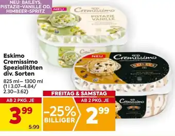Billa Eskimo Cremissimo Spezialitäten Angebot