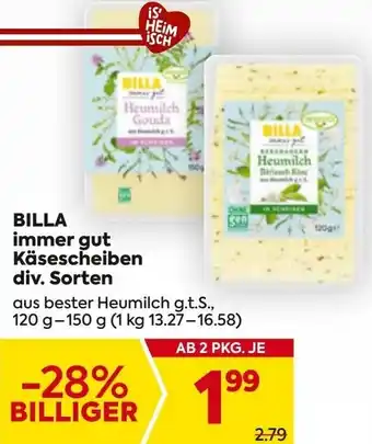 Billa Billa immer gut Käsescheiben Angebot