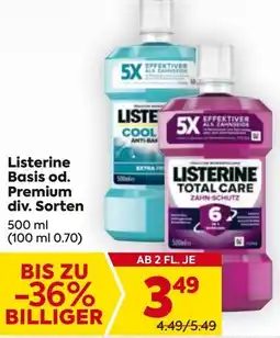 Billa Listerine Basis od. Premium Angebot