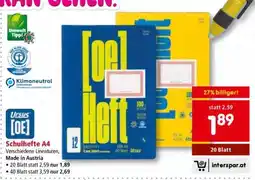 Interspar Schulhefte A4 Angebot
