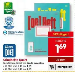 Interspar Schulhefte Quart Angebot