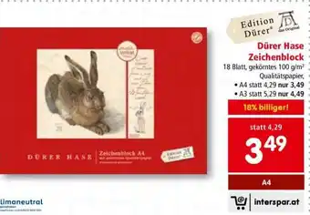 Interspar Dürer Hase Zeichenblock Angebot