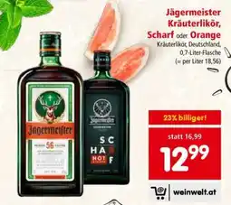 Interspar Jägermeister, Kräuterlikör, Scharf oder Orange Angebot