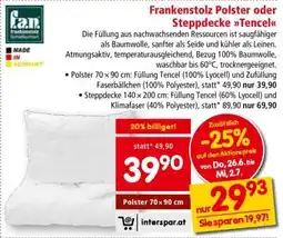 Interspar Frankenstolz Polster oder Steppdecke Tencel Angebot