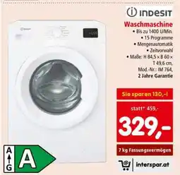 Interspar indesit Waschmaschine Angebot
