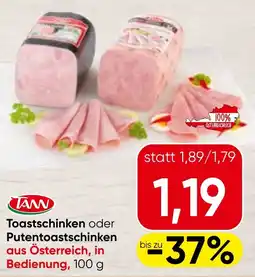Spar TANN Toastschinken oder Putentoastschinken Angebot