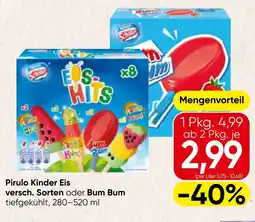 Spar Pirulo Kinder Eis versch. Sorten oder Bum Bum Angebot