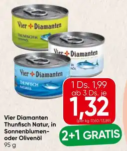 Spar Vier Diamanten Thunfisch Natur, in Sonnenblumen- oder Olivenöl Angebot