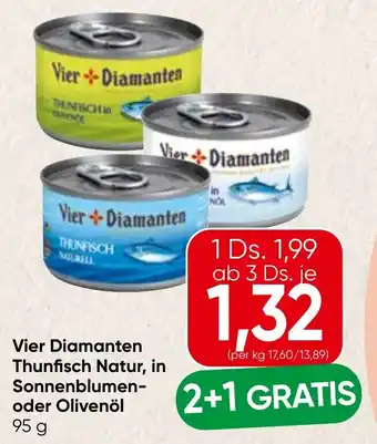 Spar Vier Diamanten Thunfisch Natur, in Sonnenblumen- oder Olivenöl Angebot
