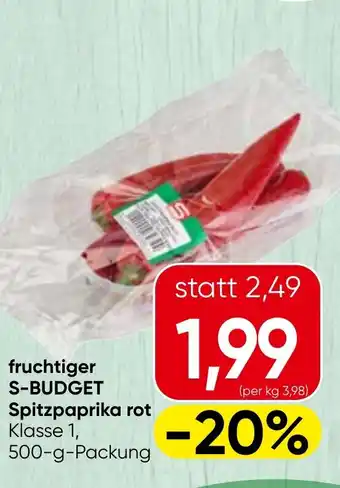 Spar fruchtiger S-BUDGET Spitzpaprika rot Angebot