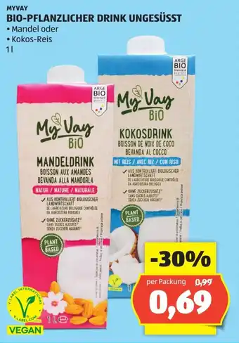 Hofer Myvay bio-pflanzlicher drink ungesüsst Angebot