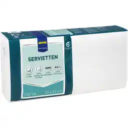 Metro Serviettenweiß 2-lagig 33x33cm, Preisangabe ohne MwSt. (Preis inkl. MwSt. 8,99 €), METRO Angebot