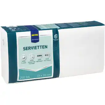 Metro Serviettenweiß 2-lagig 33x33cm, Preisangabe ohne MwSt. (Preis inkl. MwSt. 8,99 €), METRO Angebot