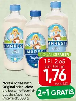 Spar Maresi Kaffeemilch Original oder Leicht Angebot