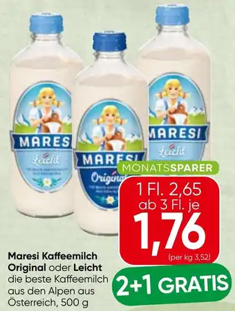 Spar Maresi Kaffeemilch Original oder Leicht Angebot