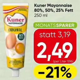 Spar Kuner Mayonnaise 80%, 50%, 25% Fett Angebot