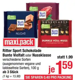 Maximarkt Ritter Sport Schokolade Bunte Vielfalt oder Nussklasse Angebot