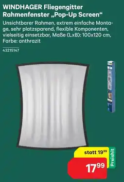 BayWa Windhager Fliegengitter Rahmenfenster Pop-Up Screen Angebot