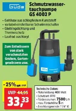 Thomas Philipps Schmutzwasser tauchpumpe GS 4002 P Angebot