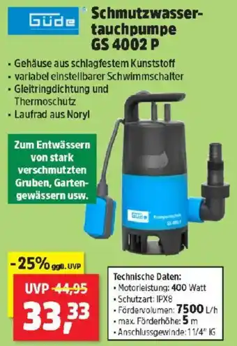 Thomas Philipps Schmutzwasser tauchpumpe GS 4002 P Angebot