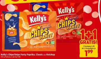 Interspar Kelly's Chips Snips Party Paprika, Classic oder Ketchup Angebot