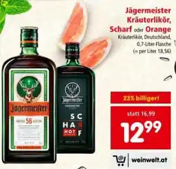 Interspar Jägermeister Kräuterlikör, Scharf oder Orange Angebot