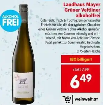 Interspar Landhaus Mayer Grüner Veltliner alkoholfrei Angebot