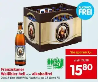 Interspar Franziskaner Weißbier hell oder alkoholfrei Angebot