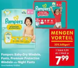 Interspar Pampers Baby-Dry Windeln, Pants, Premium Protection Windeln oder Night Pants Angebot