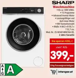 Interspar Sharp Waschmaschine Angebot