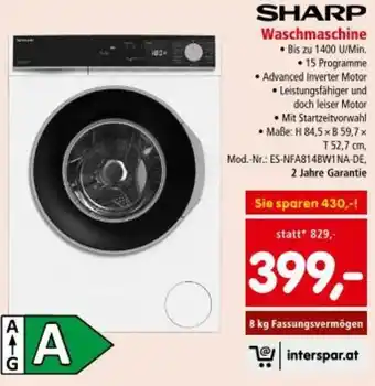 Interspar Sharp Waschmaschine Angebot