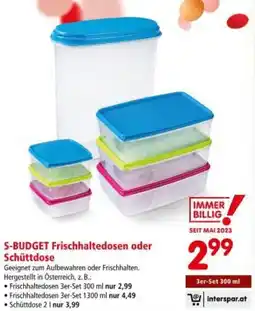 Interspar S-budget Frischhaltedosen oder Schüttdose Angebot