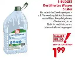Interspar S-budget Destilliertes Wasser Angebot