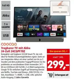 Interspar Tragbarer TV mit Akku 24-Zoll 24CGPF70Z Angebot