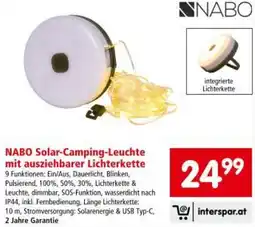 Interspar Nabo Solar Camping Leuchte mit ausziehbarer Lichterkette Angebot