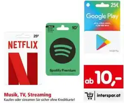 Interspar Musik, TV, Streaming Angebot