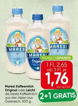 Spar Maresi Kaffeemilch Original oder Leicht Angebot