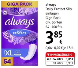 dm always Daily Protect Slipeinlagen Giga Pack Angebot