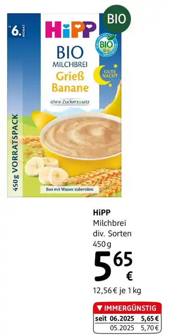 dm HiPP Abendbrei Milch Grieß Banane ab dem 6. Monat Angebot