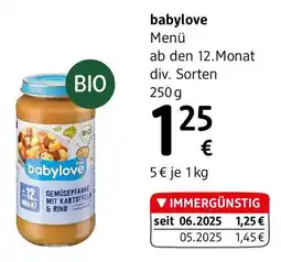 dm babylove Menü Gemüsepfanne mit Kartoffeln und Rind ab dem 12. Monat Angebot