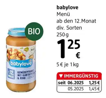 dm babylove Menü Gemüsepfanne mit Kartoffeln und Rind ab dem 12. Monat Angebot